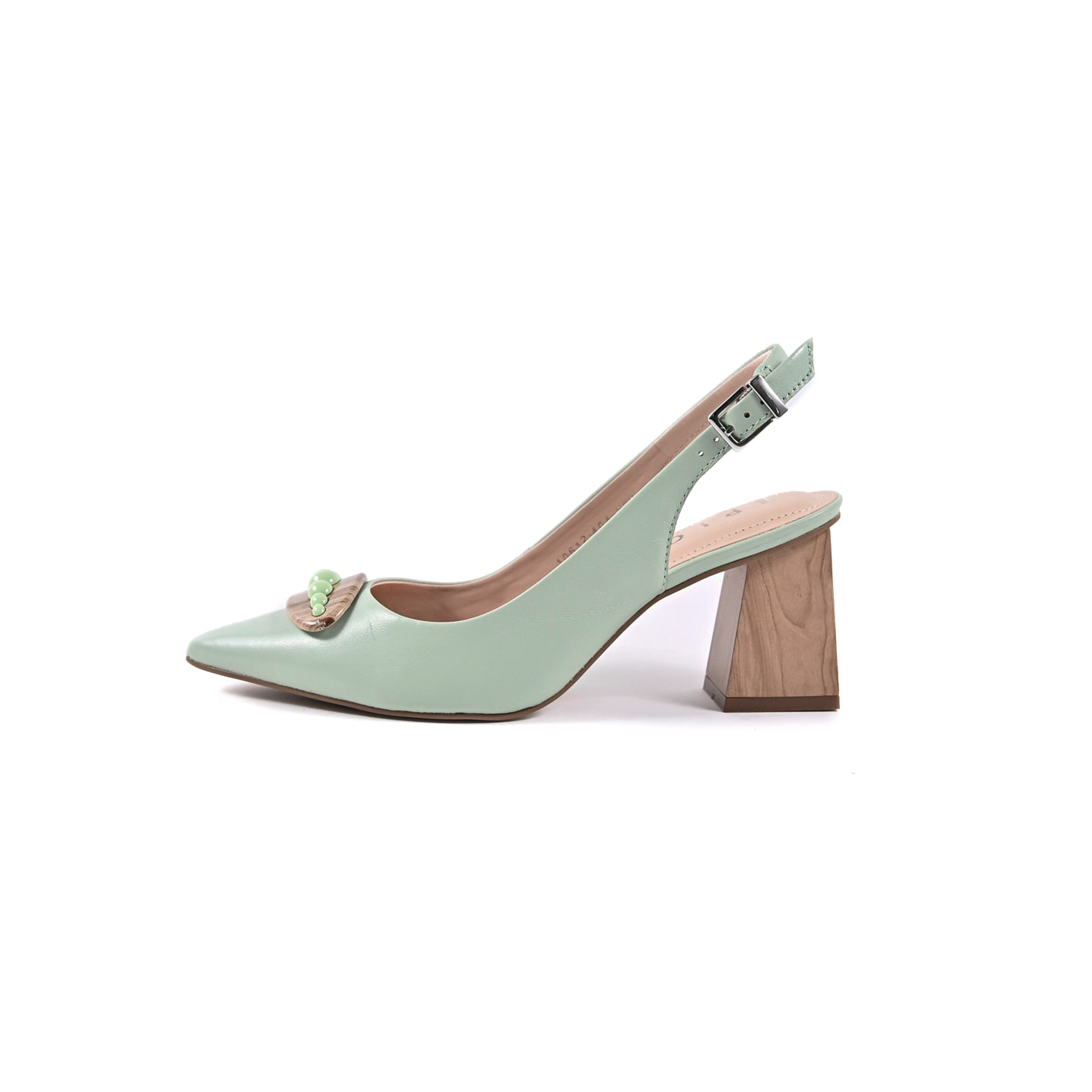 most catch up retail Pantofi decupati dama din piele naturala de culoare verde cu toc de 6.5 cm  - Bottino